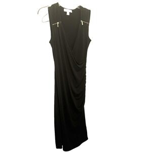 MICHAEL Michael Kors Dress‎ Womens SM Black Ruched Zipper Date Night Academia